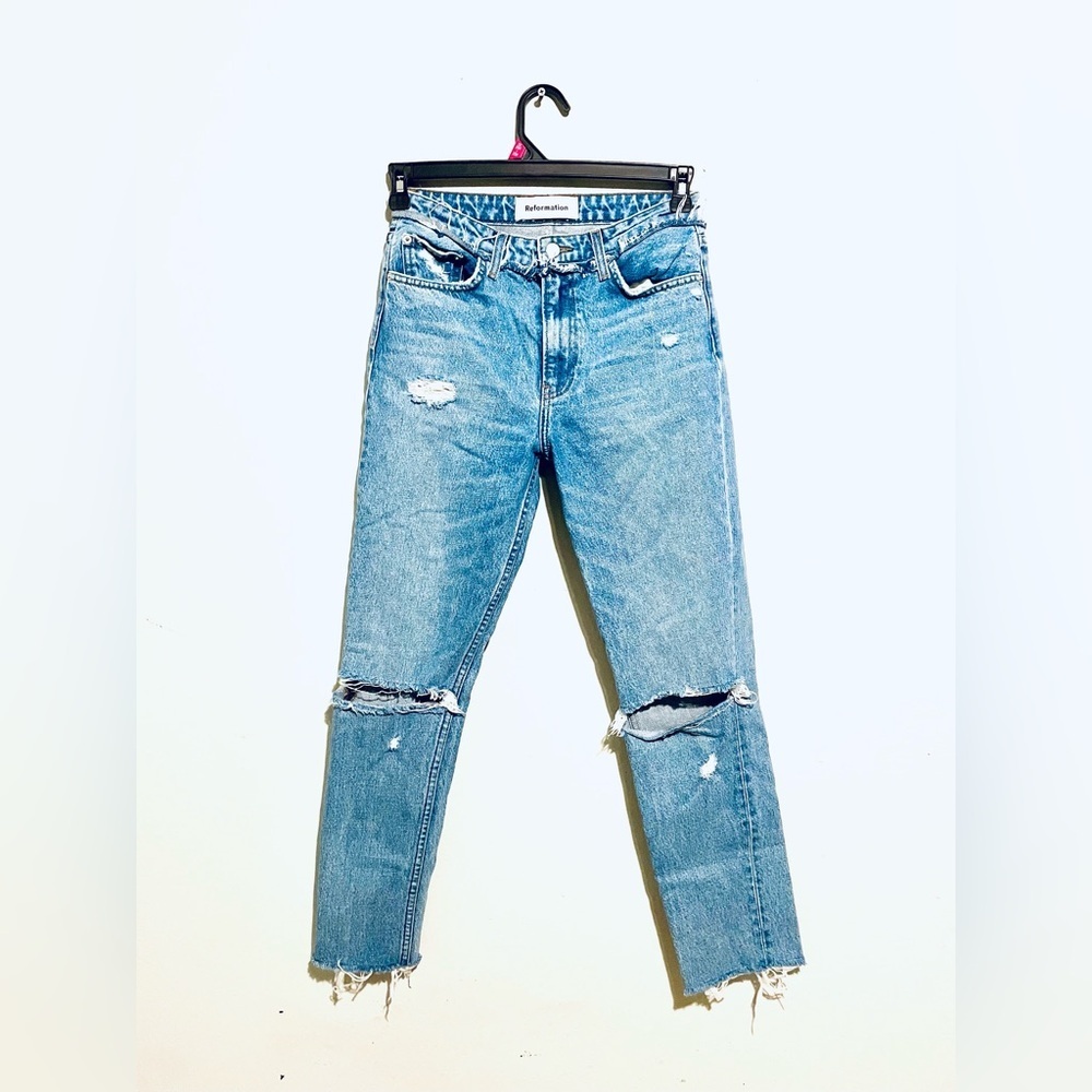 Reformation Skinny Jeans Size‎ 26 Medium Wash Denim Distressed